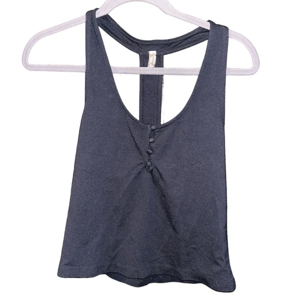 Intimately Free People Button Front Black Cropped Tank Top Medium - Picture 1 of 2